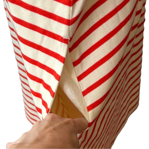 NEW On 34th Striped Casual Jersey Knit Dress Large Ivory & Red Striped Coastal - Picture 4 of 8